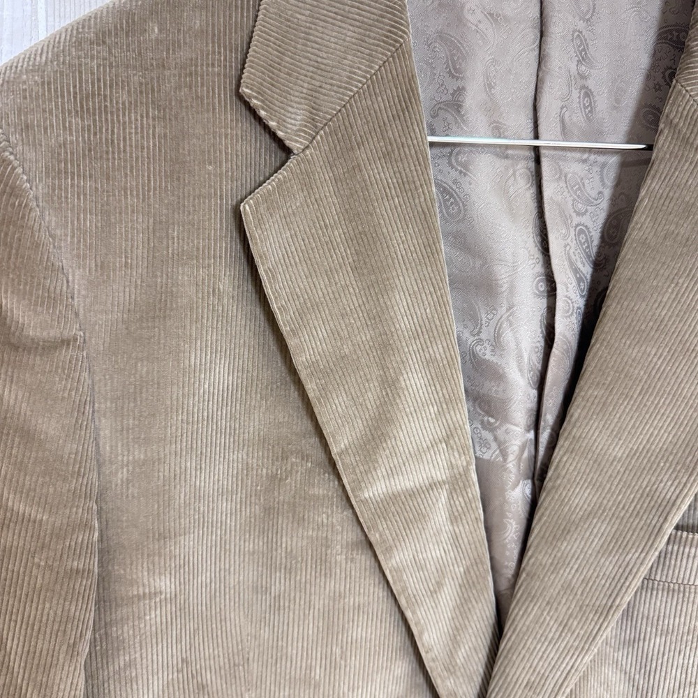 VTG Stafford 44R Men's Blazer Jacket Tan Classic Fit Sport Coat Corduroy Cotton - Picture 5 of 11